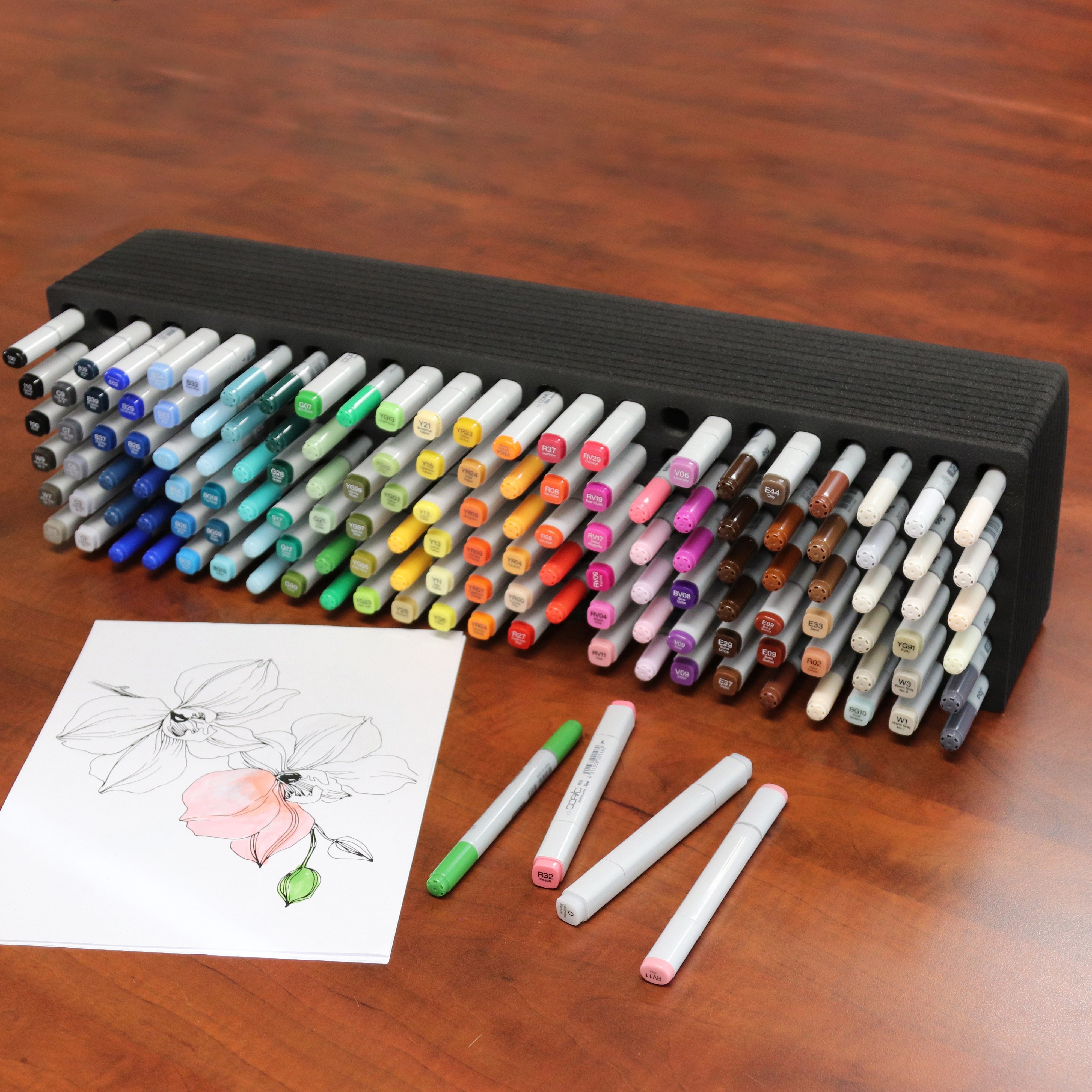 Art Marker Pen Organizer Tray Stand Durable Fits Copic Horizontal Hold –